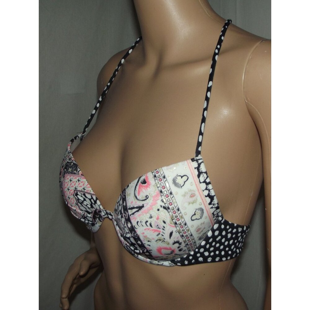 Victoria's Secret Bikini TOP ONLY 34B FABULOUS coral Paisley Halter push up - Picture 3 of 9